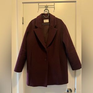 Oak + Fort Wine Burgundy Wool Coat